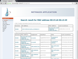 Result of MAC address search